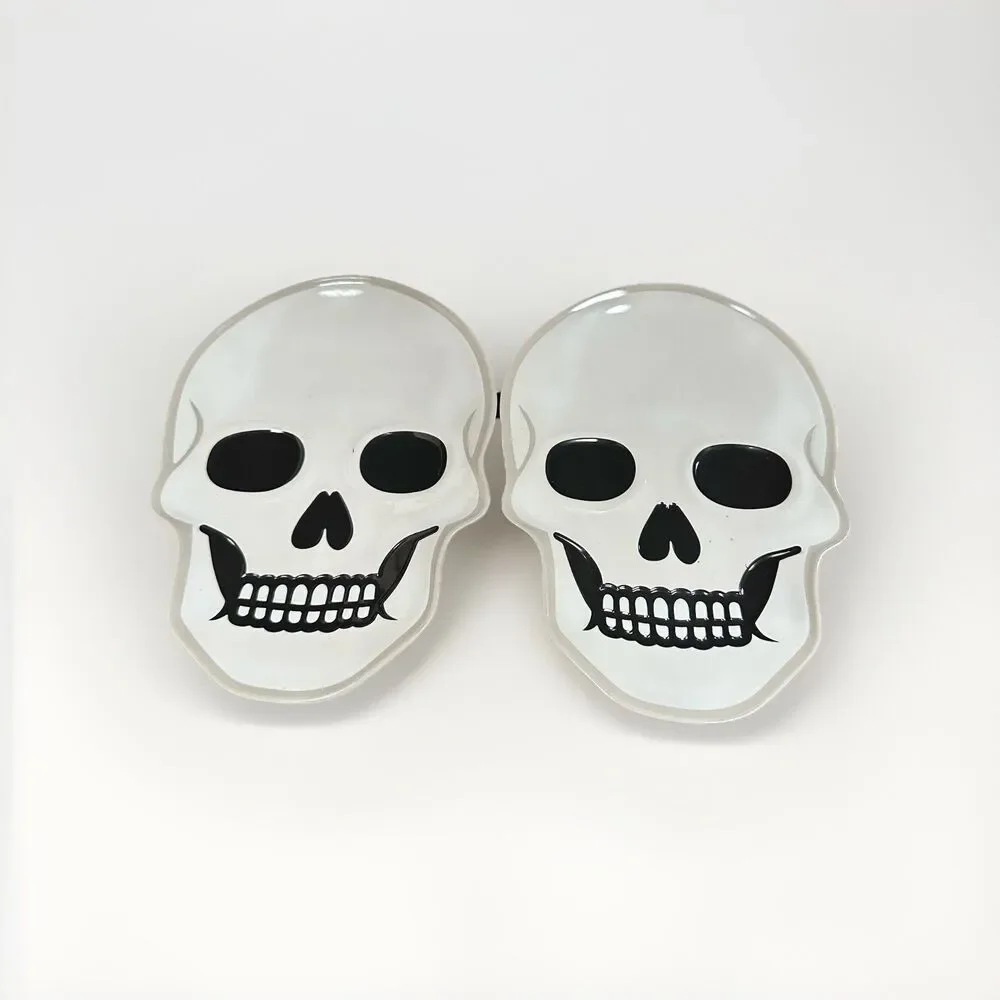 Set of 2 Skull Plates 9” Halloween Skeleton Tray – Melamine Party Decor Cute